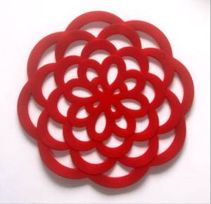Silicone Trivet Mat - Red 隔熱墊 - 紅　　　　　　For Kitchen/Home/Houseware/Homeware/Dinning/Hot Soup Meal/Pot/Anti-slip